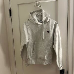 Grey reverse weave champion hoodie sweatshirt